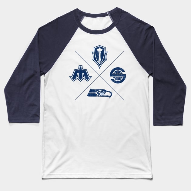 My SEA Team - Fab 4 Blue (RETRO) Baseball T-Shirt by gabradoodle